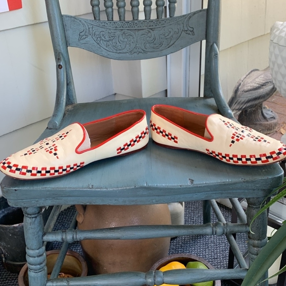 RARE Tory Burch VTG 90S leather upper and lining Cream Driving Loafers Marked